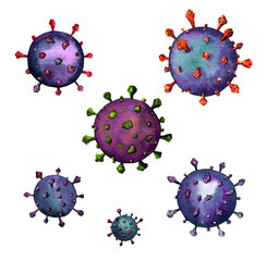 Watercolor illustration of a coronavirus. Covid-19