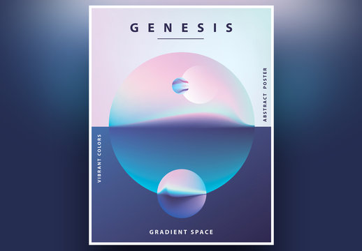 Abstract Geometric Poster Layout with Semi-Surreal Landscape