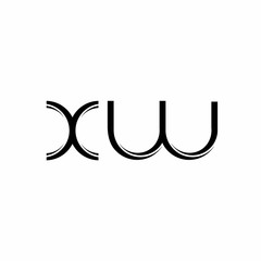 XW Logo monogram with slice rounded modern design template
