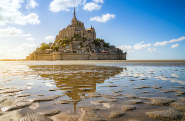 Famous Le Mont Saint-Michel tidal island, Normandy, France