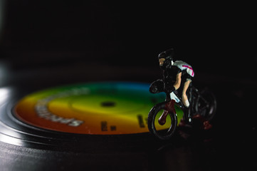 cyclist on bike riding circles