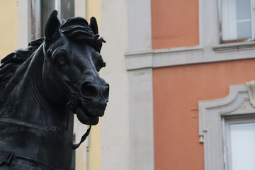 Piacenza, Italy: view of the statue of horse in bronze