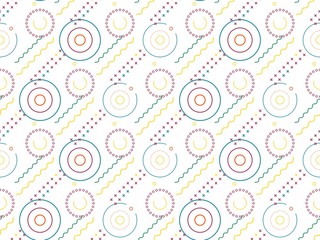  concentric circles and  zigzag on a seamless spring pattern.