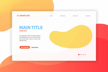 Blank colorful website flat template. Landing page for business. - online education, food or parcel delivery, online shopping. Vector illustration.