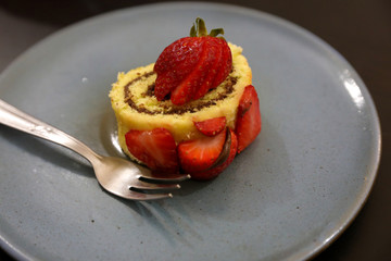 dessert with strawberries