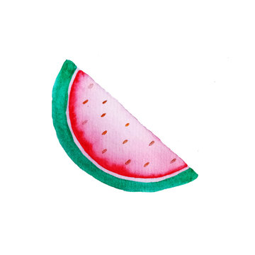 Slice of watermelon watercolor illustration isolated