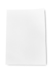 Blank white paper isolated on white background. object with clipping path