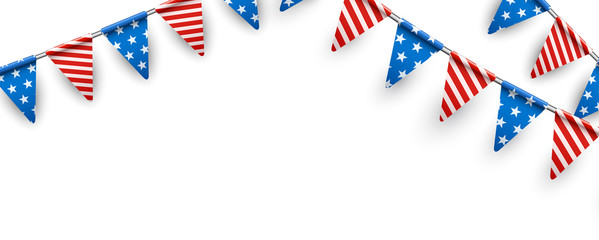Obraz premium American triangle flags banner background.
