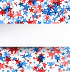 Patriotic american stars confetti background.