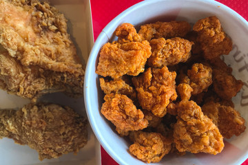 Fried chicken pop nuggets ready to eat