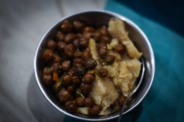 indian healthy food on a steel bowl 