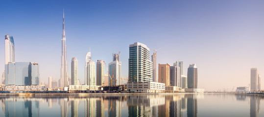 Fototapeta premium Panoramic view of Dubai Business bay, UAE