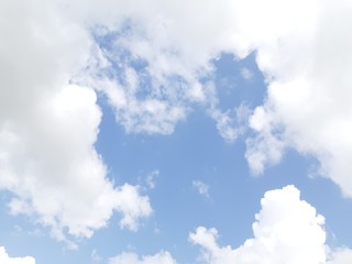 Bright blue sky with white clouds,background and wallpaper,cloud texture.Sun is covered with clouds.