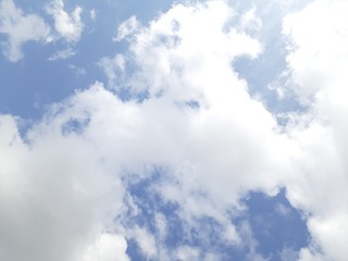 Bright blue sky with white clouds,background and wallpaper,cloud texture.Sun is covered with clouds.