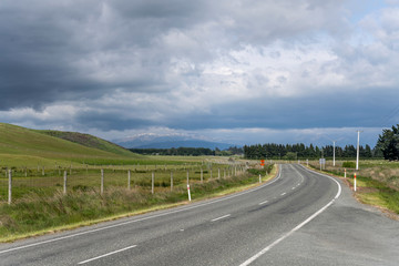 road 94 in green country landscape, near The Key, New Zealand