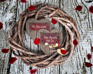 valentine decoration on wooden background
