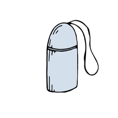element without background, blue thermos, vector color hand-drawn illustration