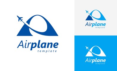 Airplane takeoff logo letter A