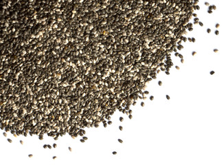 chia seeds close up closeup on white backround