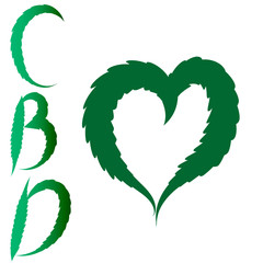 heart made of hemp leaves