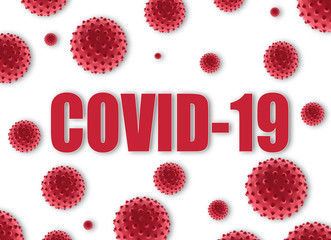 Coronavirus pandemic. The inscription COVID-19 on the background of viruses.