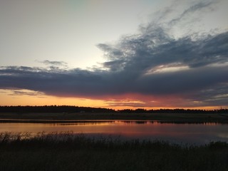 Plakat sunset over lake