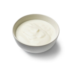 Fototapeta na wymiar White bowl with yogurt
