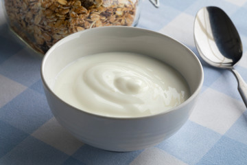 White bowl with yogurt