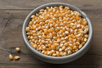 Bowl with dried corn kernels