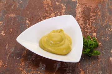 Mustard sauce in the bowl