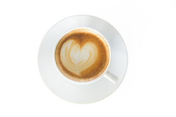 Coffee art on white, coffee art on top angle (isolated)