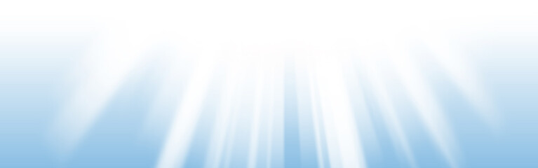 Wide blue banner with rays at the top of the illustration
