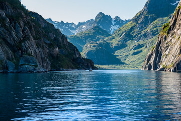View of the end of Troll's Fjord in Norway.