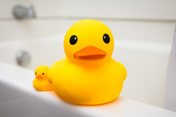 Yellow rubber duck bath toy