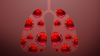 The spread of the virus with blurry background.3D illustration