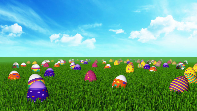 Sunny Day Easter Egg Field Background