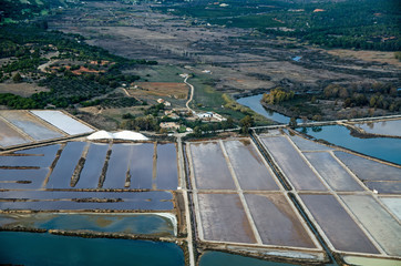Salt producing evaporation ponds, Faro, Portugal