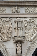 White stone Sagittarius House (Maison du Sagittaire) from and of XVI century at Jules Bocquet square in Amiens. Picardy, Somme, France.