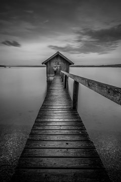 lake house in the bavaria area in black and white fine art