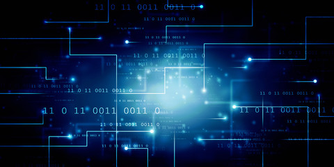 2d illustration abstract digital binary data on computer screen