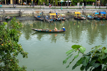 Fototapeta na wymiar View of colorful wooden boats