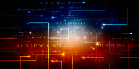 Obraz premium 2d illustration abstract digital binary data on computer screen