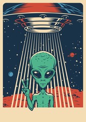 Space colorful vintage poster © DGIM studio