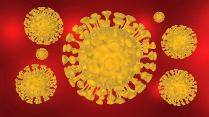 Fototapeta premium COVID-19 virus. SARS-CoV-2. micro image of coronavirus in virus outbreak disaster. influenza background. pandemic medical health risk concept. 3D illustration rendering.