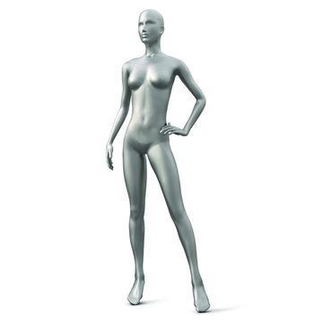 Female mannequin of silver color isolated on white background. Vector illustration