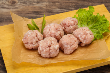 Homemade raw pork minced meatball for cooking