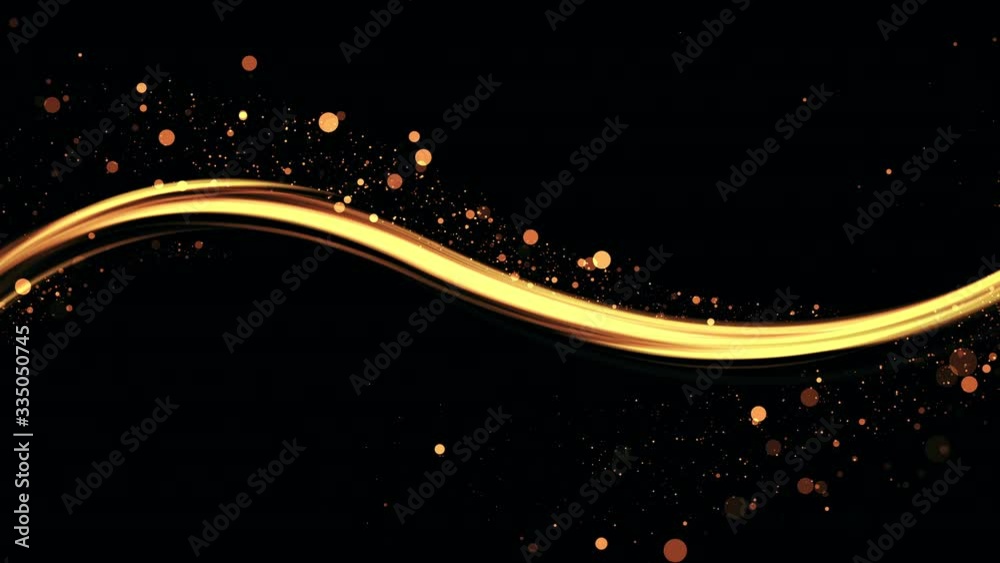 Poster abstract award background with golden wave and shiny particles. seamless loop.