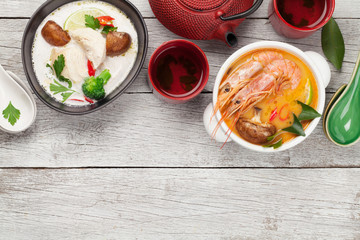 Tom Yum and Tom Kha traditional Thai soups