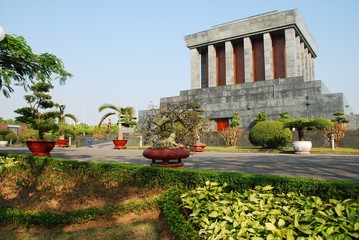 Ho Chi Minh Mausoleum in Hanoi Vietnam from the backside