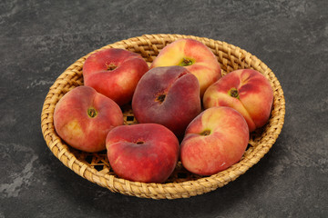 Sweet ripe tasty flat peach